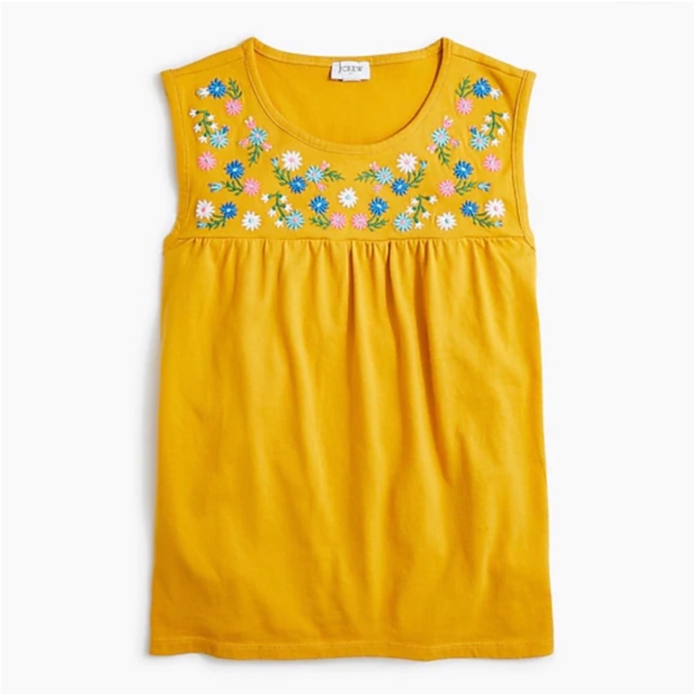 J-Crew Embroidered-yoke cotton Tee, Tank Top – Size M